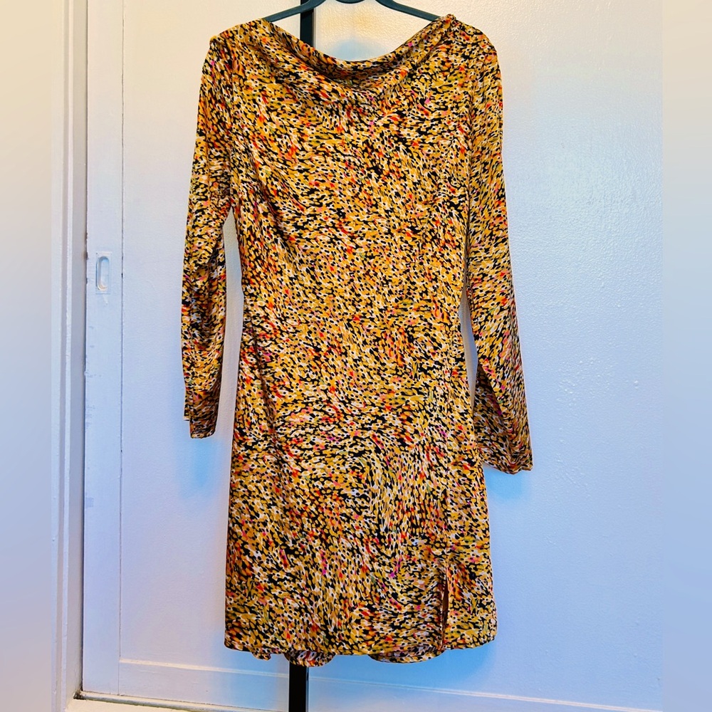 Astr Long Sleeve Mini Dress in Yellow Multi Print